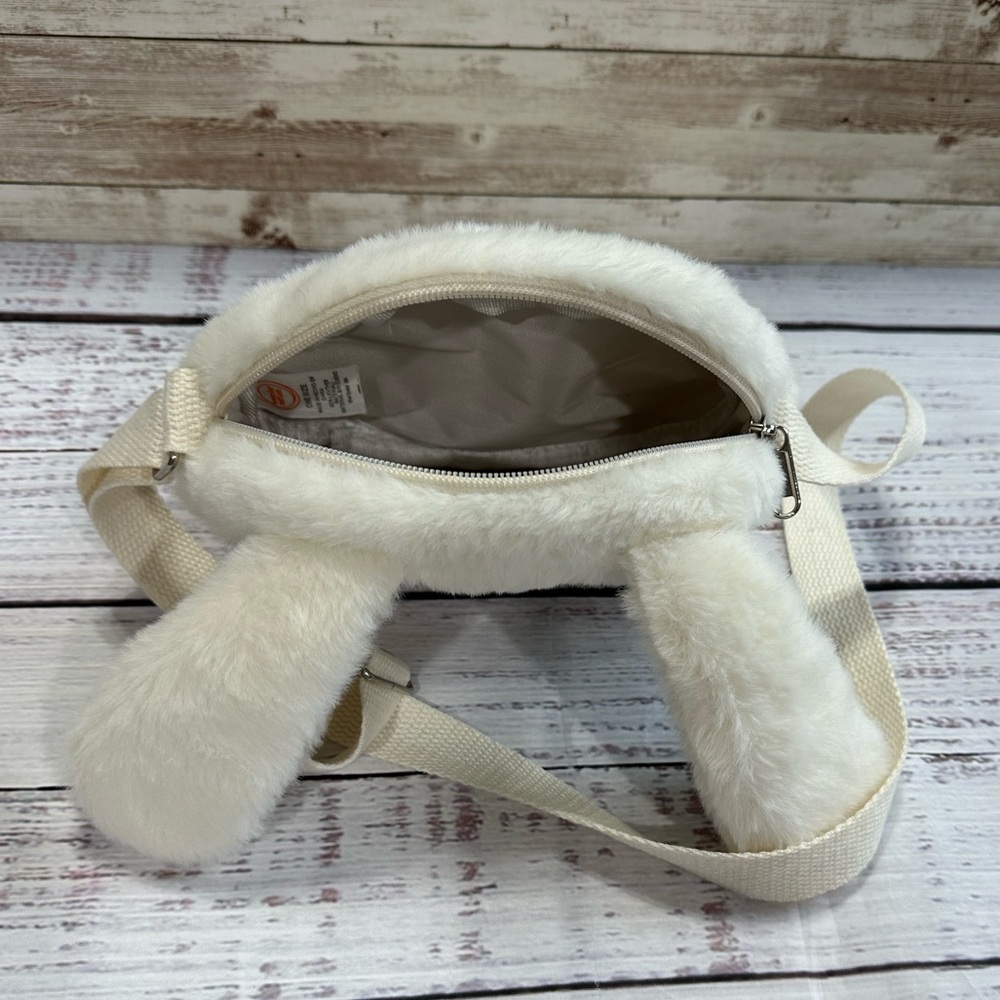 4 for $20! Girls Faux Fur White Bunny Purse with Crossbody Strap - Picture 6 of 8
